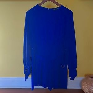 Zara Cobalt Blue Romper Shorts Long Sleeve